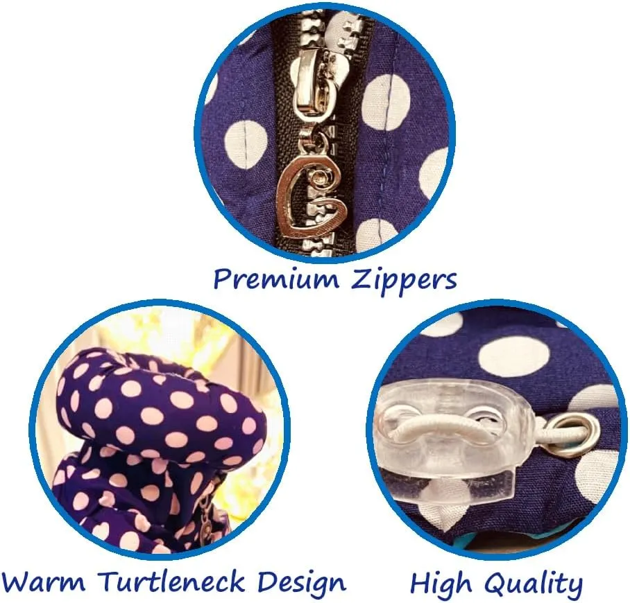 Dotted Pattern Dog Winter Coat: Warm Windproof Waterproof Dog Jacket, Zipper Puffer Cold Weather Pet Apparel with 3layers Fleece Lined for Small Dogs(Small, Blue)