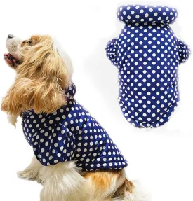 Dotted Pattern Dog Winter Coat: Warm Windproof Waterproof Dog Jacket, Zipper Puffer Cold Weather Pet Apparel with 3layers Fleece Lined for Small Dogs(Small, Blue)