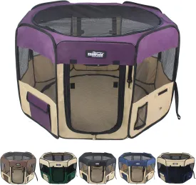 EliteField 2-Door Soft Pet Playpen (2 Year Warranty), Exercise Pen, Multiple Sizes and Colors Available for Dogs, Cats and Other Pets (62" x 62" x 36"H, Purple Beige)