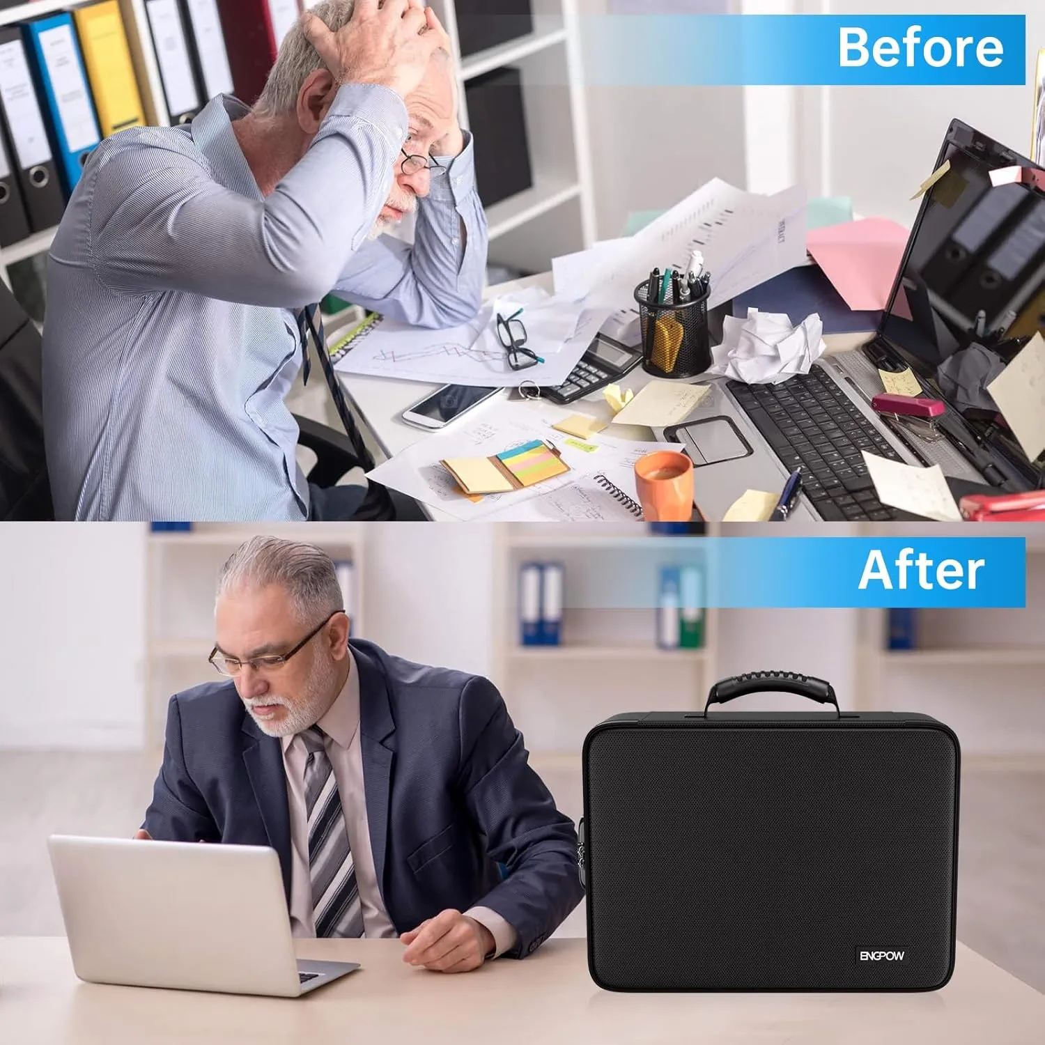 ENGPOW Fireproof Document Box with Lock,5200 Soft Case Fireproof Box with 25 Pocket Accordion File Folder,Multi-Layer Fireproof Water Resistant File Organizer Storage for Important Documents,Laptop