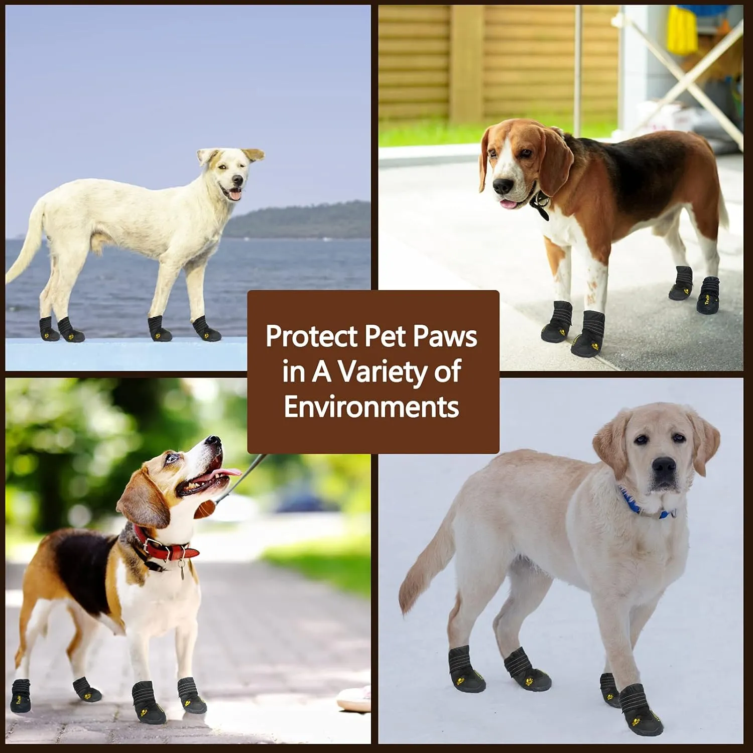 Expawlorer Dog Shoes for Large Dogs, Dog Shoes for Hot Pavement, Hiking Walking, Anti-Slip Rugged Sole,Waterproof Dog Booties for Outdoor Rain Days, All Weather Dog Boots & Paw Protectors (Black)