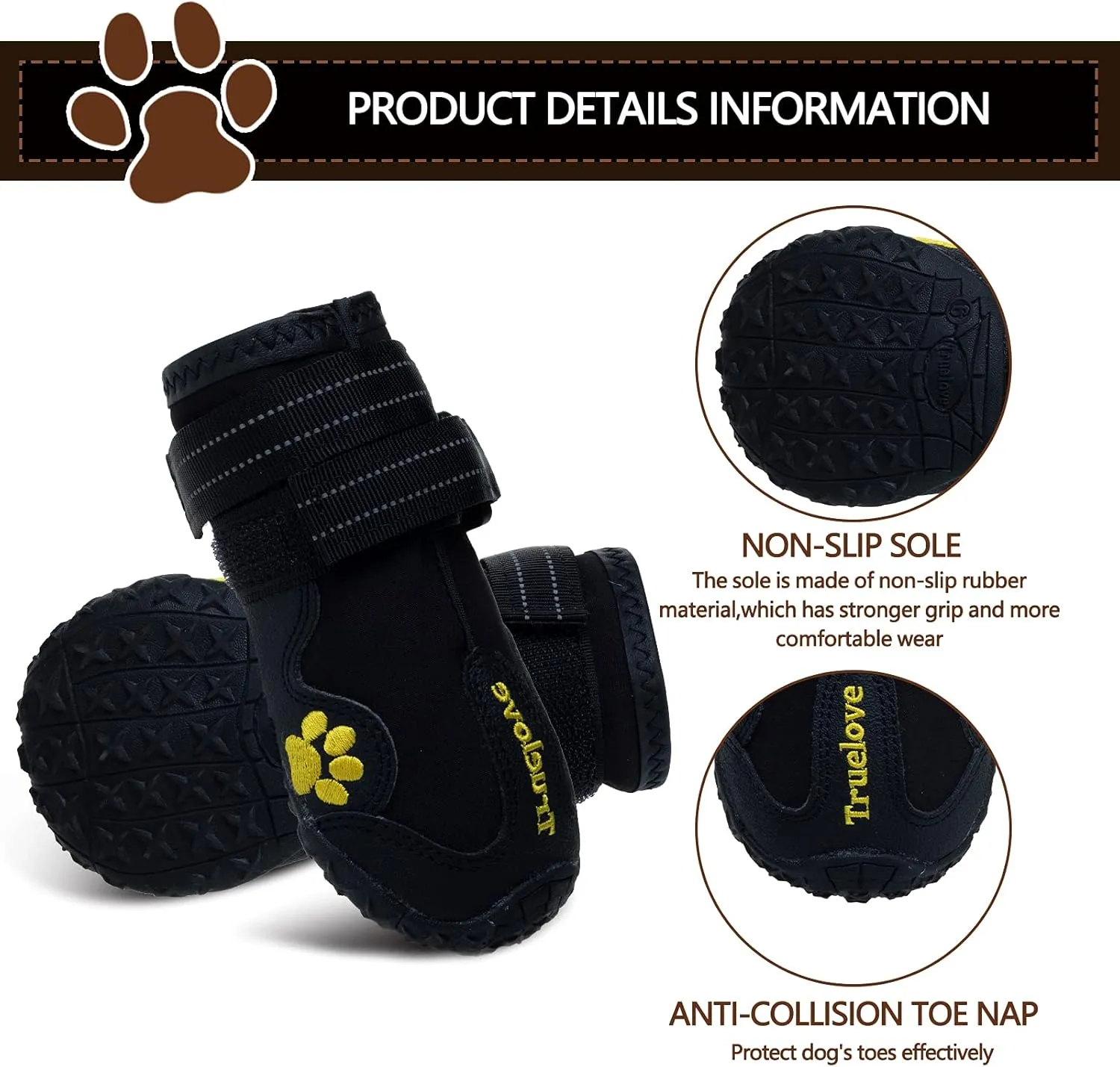 Expawlorer Dog Shoes for Large Dogs, Dog Shoes for Hot Pavement, Hiking Walking, Anti-Slip Rugged Sole,Waterproof Dog Booties for Outdoor Rain Days, All Weather Dog Boots & Paw Protectors (Black)