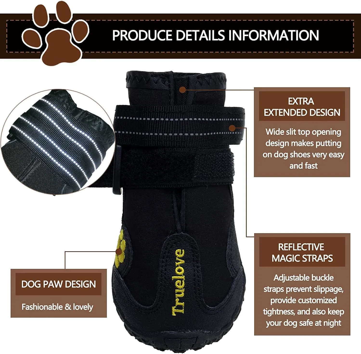 Expawlorer Dog Shoes for Large Dogs, Dog Shoes for Hot Pavement, Hiking Walking, Anti-Slip Rugged Sole,Waterproof Dog Booties for Outdoor Rain Days, All Weather Dog Boots & Paw Protectors (Black)