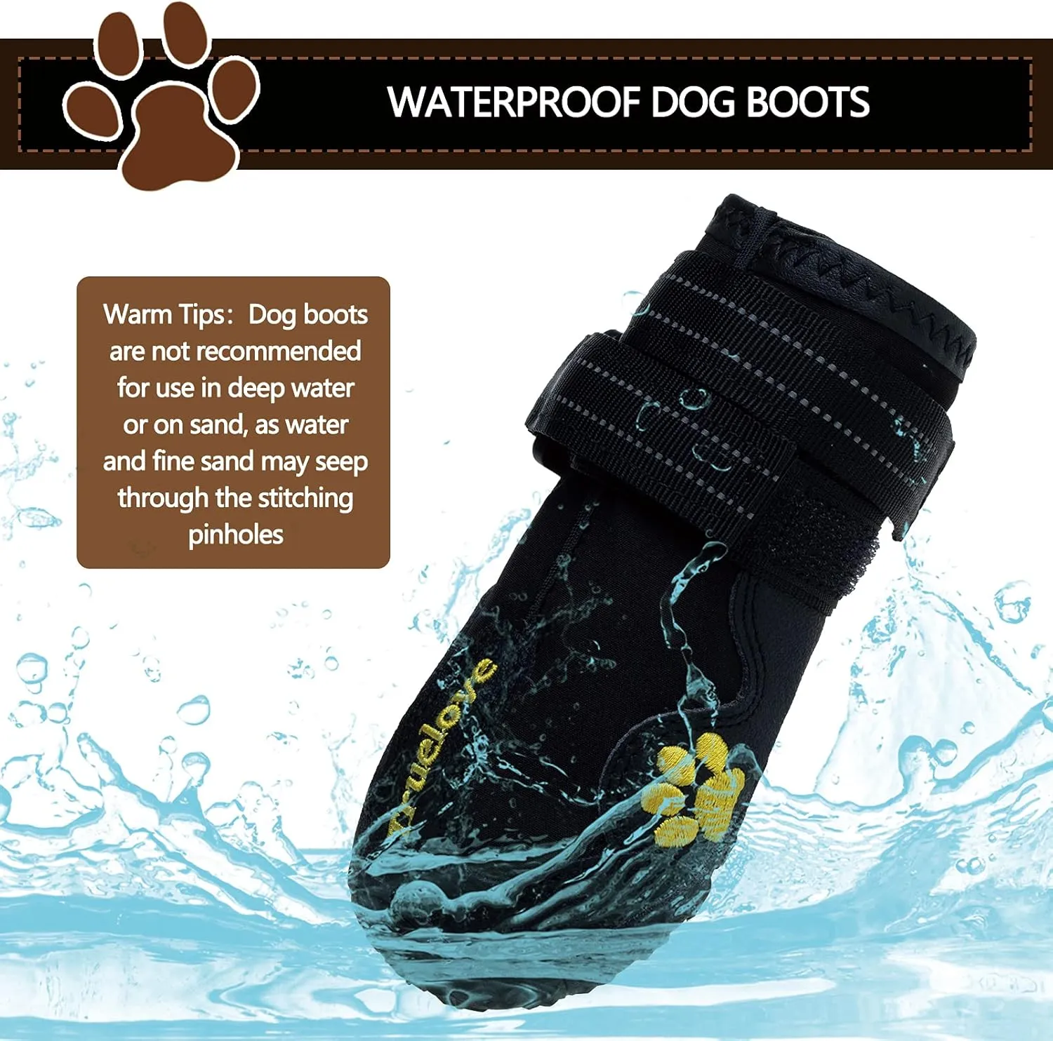 Expawlorer Dog Shoes for Large Dogs, Dog Shoes for Hot Pavement, Hiking Walking, Anti-Slip Rugged Sole,Waterproof Dog Booties for Outdoor Rain Days, All Weather Dog Boots & Paw Protectors (Black)