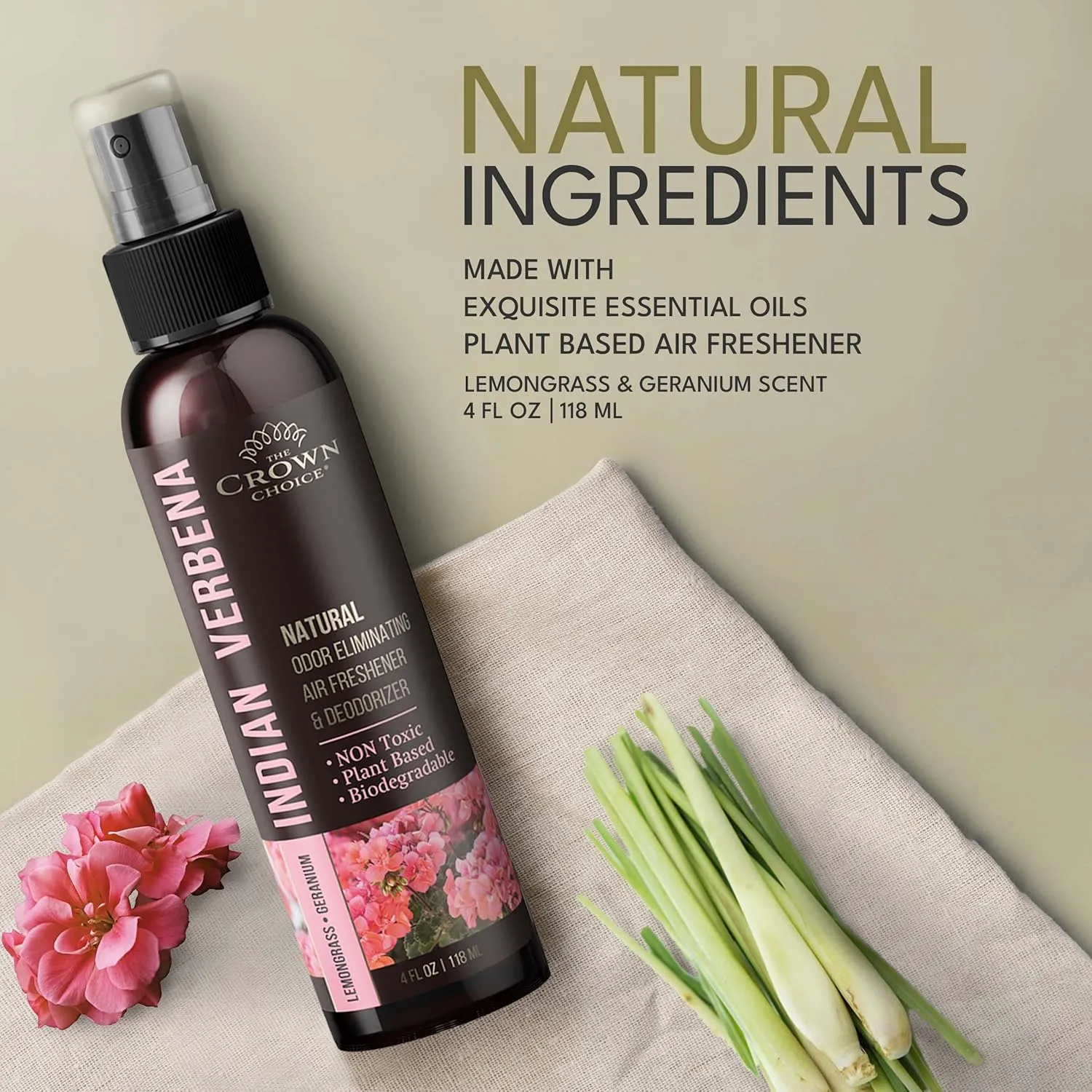 Freshen Up Dad's Day with gift of Natural Air Freshener SprayGeranium & Lemongrass Odor EliminatorNon-Toxic Essential Oil Deodorizer Spray for Home,Safe for Kids & Pets1 PK- 4 Oz