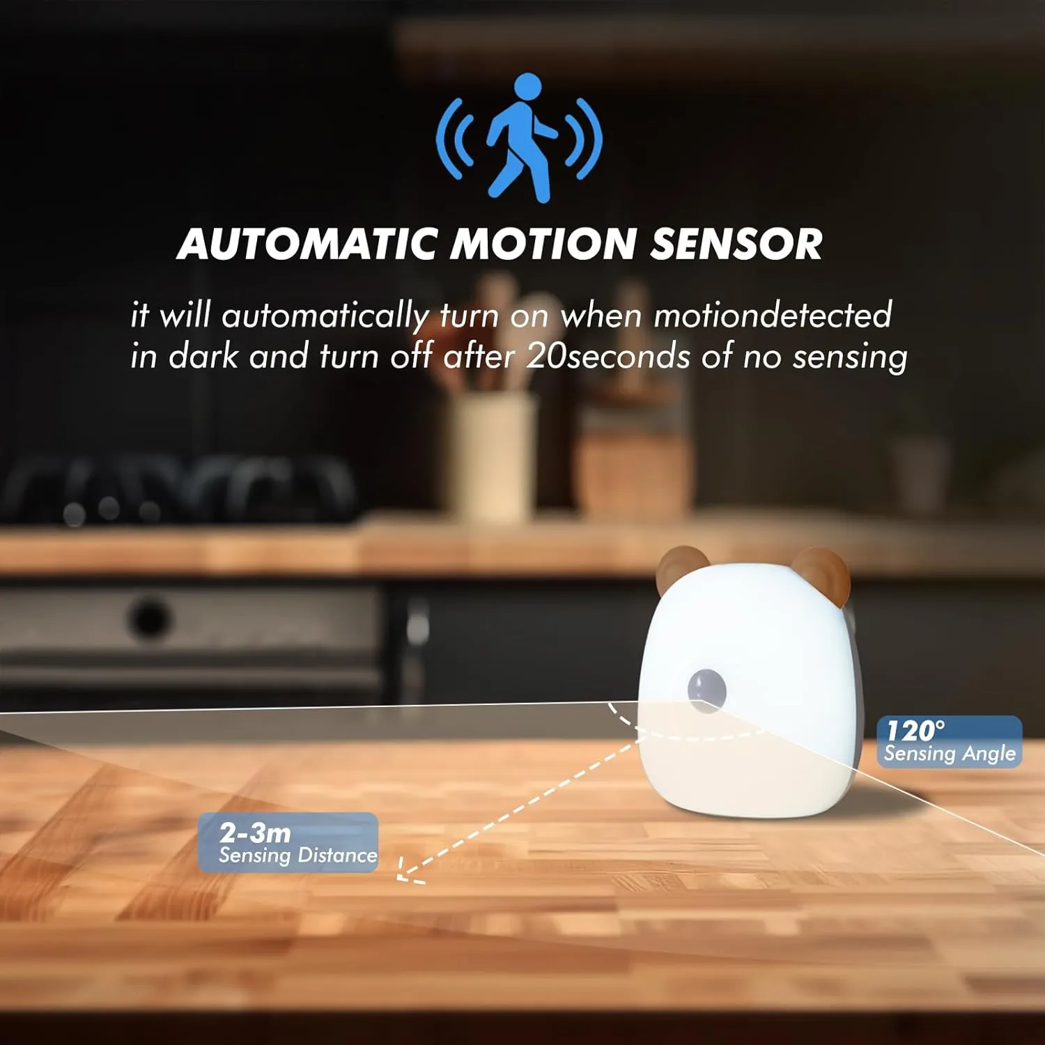 G Keni LED Motion Sensor Night Light for Kids and Adult, Rechargeable Battery Powered Warm White Motion Activated Bedside Lamp, Soft Eye Caring for Bedroom Bathroom (Brown), SC-128E