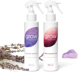 Grow Fragrance Scented Fabric and Room Air Freshener Spray - Certified Non-Toxic, 100% Plant-Based Essential Oils - 5 oz (Lavender Blossom   Black Currant Rose 2-Count)
