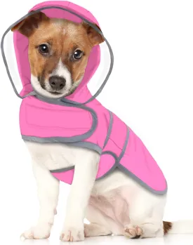 HDE Dog Raincoat with Clear Hood Rain Jacket Poncho for Small Medium Large Dogs Pink - S