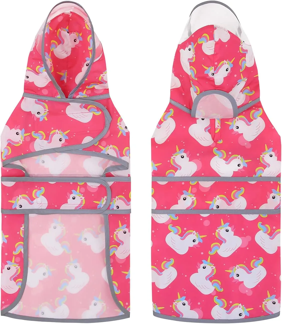 HDE Dog Raincoat with Clear Hood Rain Jacket Poncho for Small Medium Large Dogs Unicorn Ducks Pink - S