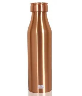 Heart Home Copper Plain & Leak Proof Water Bottle For Home, office, Traveling. 1 Ltr (Brown)
