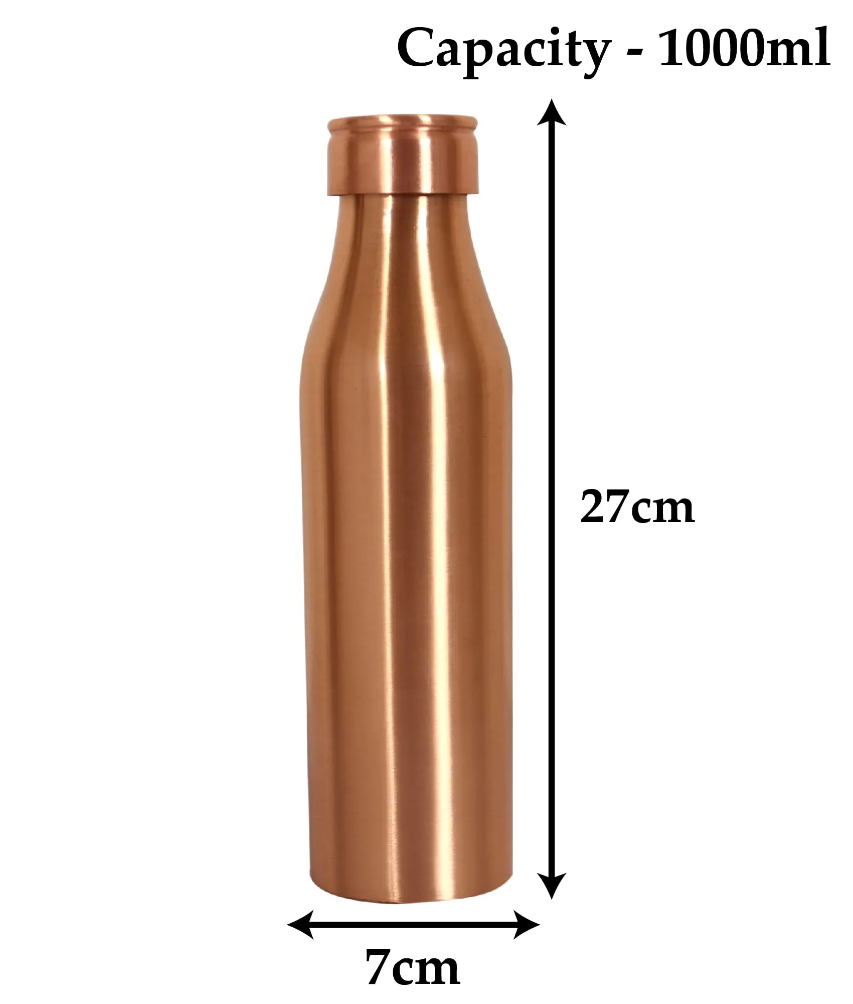 Heart Home Copper Plain & Leak Proof Water Bottle For Home, office, Traveling. 1 Ltr (Brown)