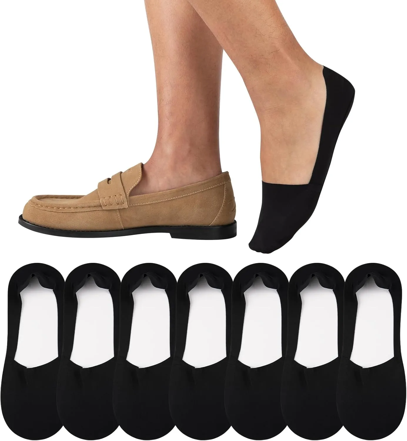 Heatuff 7 Pairs Mens No Show Socks Non Slip Low Cut Liner Socks Casual Thin Invisible Socks for Flat Boat