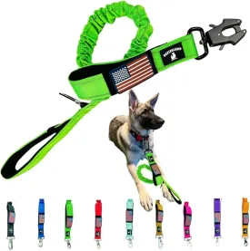 Heavy Duty Bungee Dog Leash - Shock Absorbing, Seat Belt Clip, Quick Release Frog Clasp, Double Padded Handles, for Large and Medium Dogs, Durable for Training, Walking, Car Safety, Outdoor Adventure