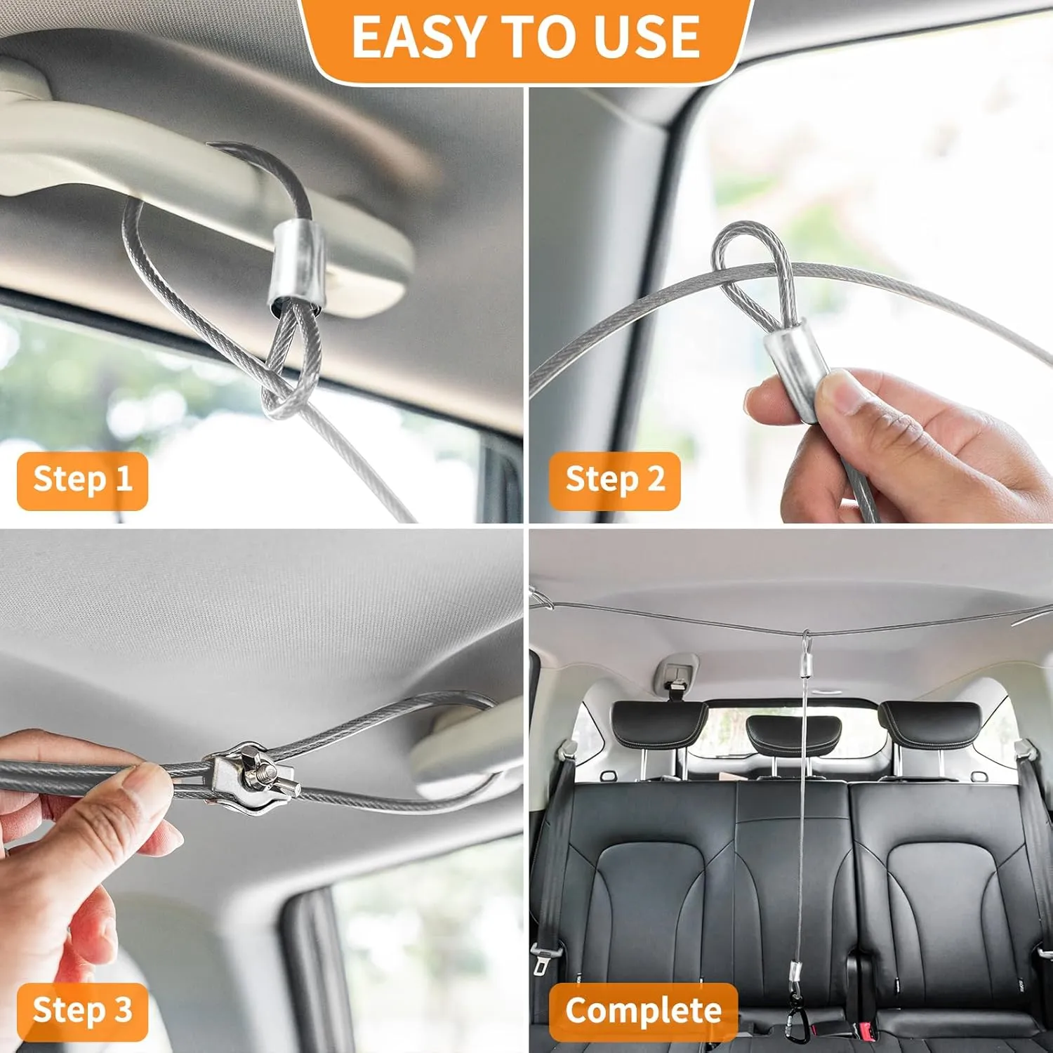 Heavy Duty Dog Safety Leash System, 360 Degree Swivel Clip, for Dogs Up to 500LBS xx - Great for Driving (Silver for 2 Dogs)