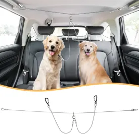 Heavy Duty Dog Safety Leash System, 360 Degree Swivel Clip, for Dogs Up to 500LBS xx - Great for Driving (Silver for 2 Dogs)