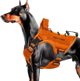 Heavy-Duty Tactical Dog Harness for Large Dogs, No Pull Adjustable Reflective Pet Vest with Molle System, K9 Military-Grade Control for Service Training, Outdoor & 10  Breeds, Orange, X-Large