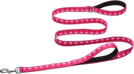 Hikiko Double Handle Dog Leash 6 Ft for Medium Large Dogs Padded Traffic Handles Lead for Walking Training (Pink Love)
