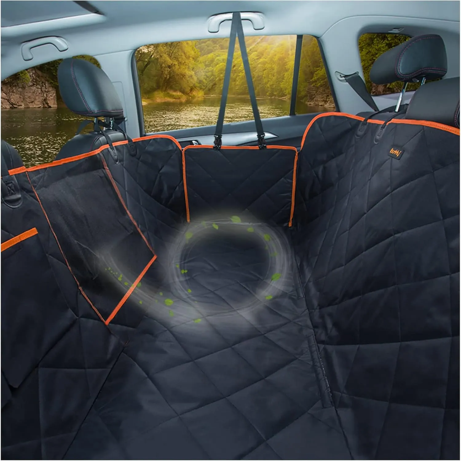 iBuddy Dog Seat Cover for Back Seat Waterproof Dog Car Hammock Protects Your Vehicle from Scratches, Hair, and Dirt Easy to Install & Clean Oxford Fabric Machine Washable Universal Fit Pet Seat Cover