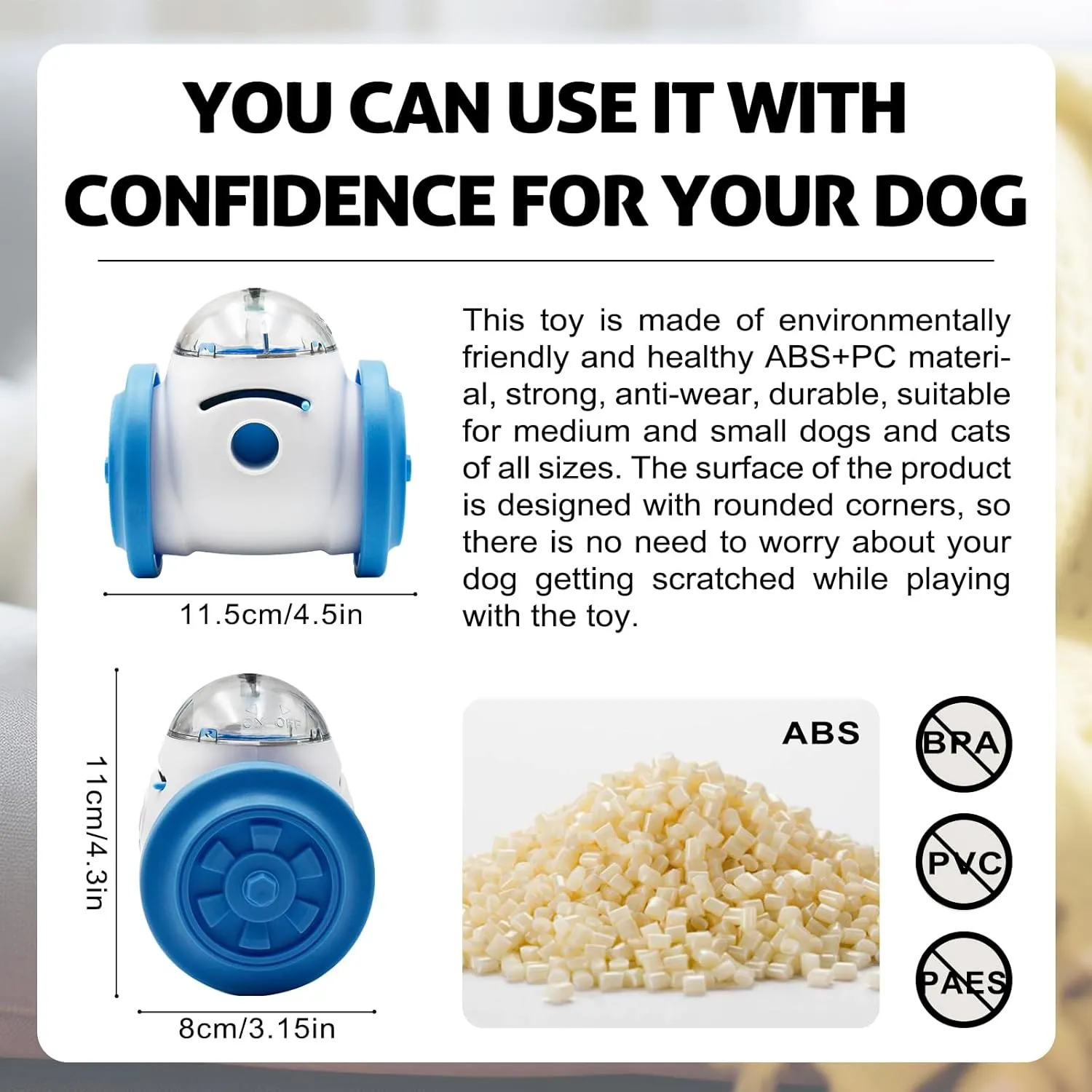 Interactive Roller Puzzle Dispenser for Dogs & Cats, Slow Feeder & Chase Toys, Adjustable Dog Treat Dispenser, Improves Pets Digestion