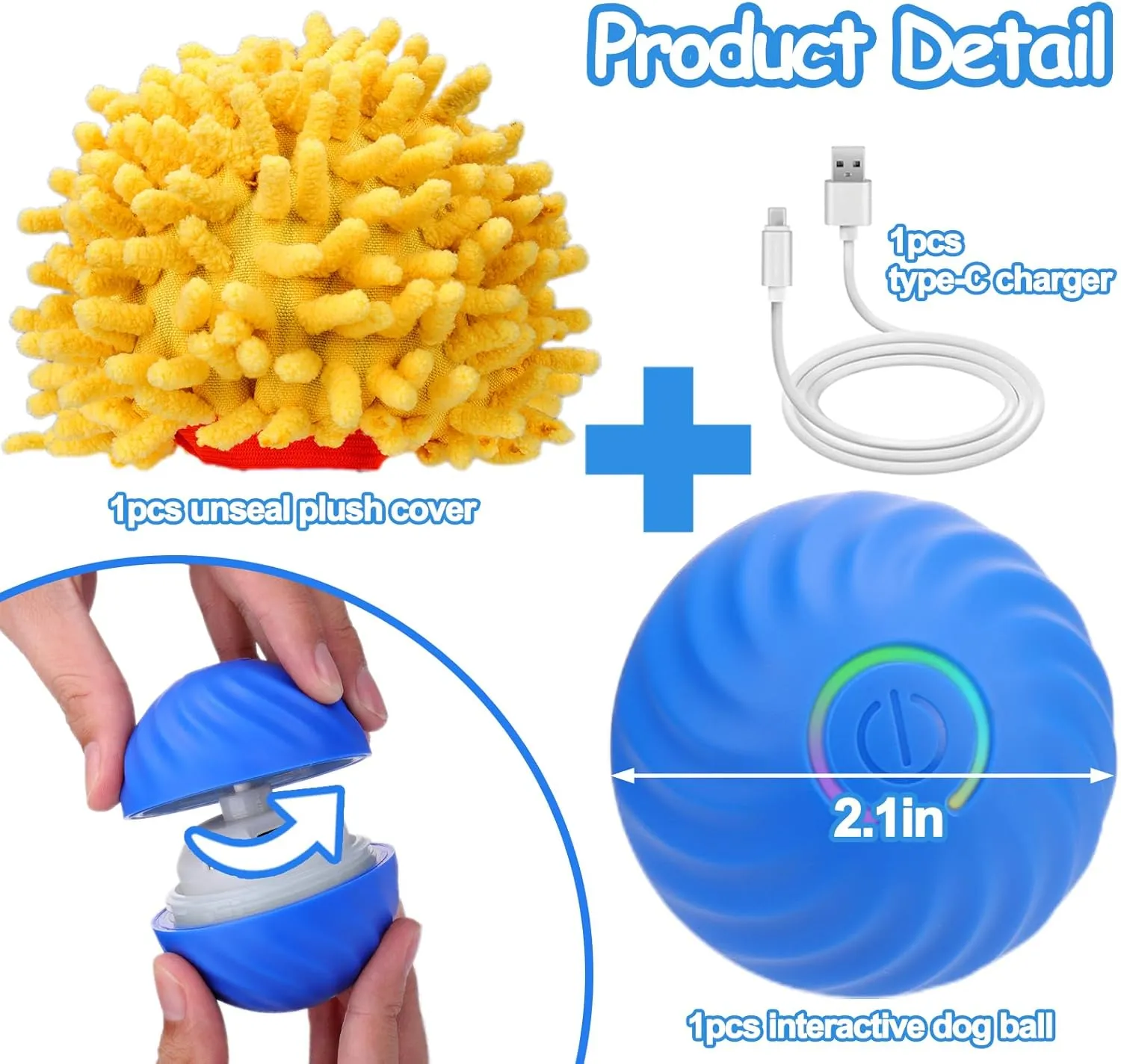 Interactive Self-Rolling Dog Toy, Anti-Chewer for Small/Medium Puppies, Motion Activated Enrichment Ball