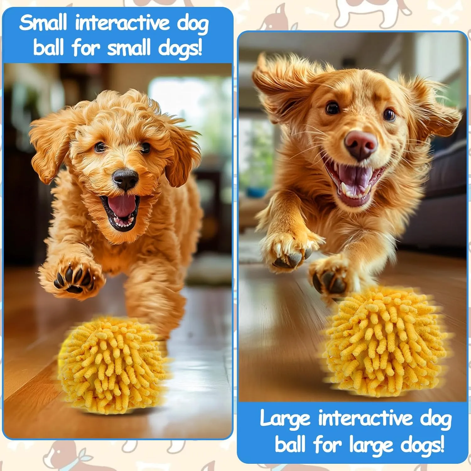 Interactive Self-Rolling Dog Toy, Anti-Chewer for Small/Medium Puppies, Motion Activated Enrichment Ball
