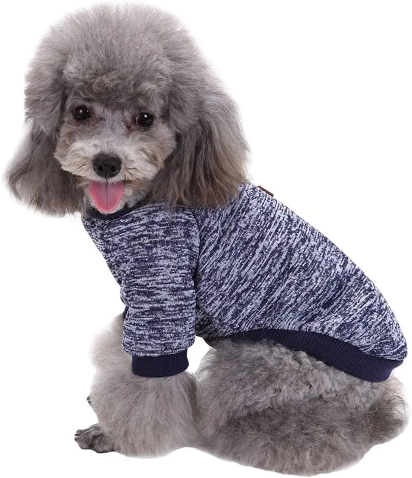 Jecikelon Dog Clothes Dogs Sweater Soft Puppies Clothing Winter Puppy Sweaters Warm Outfit for Dogs Small XXS XS Cat Apparel (Navy Blue, M)