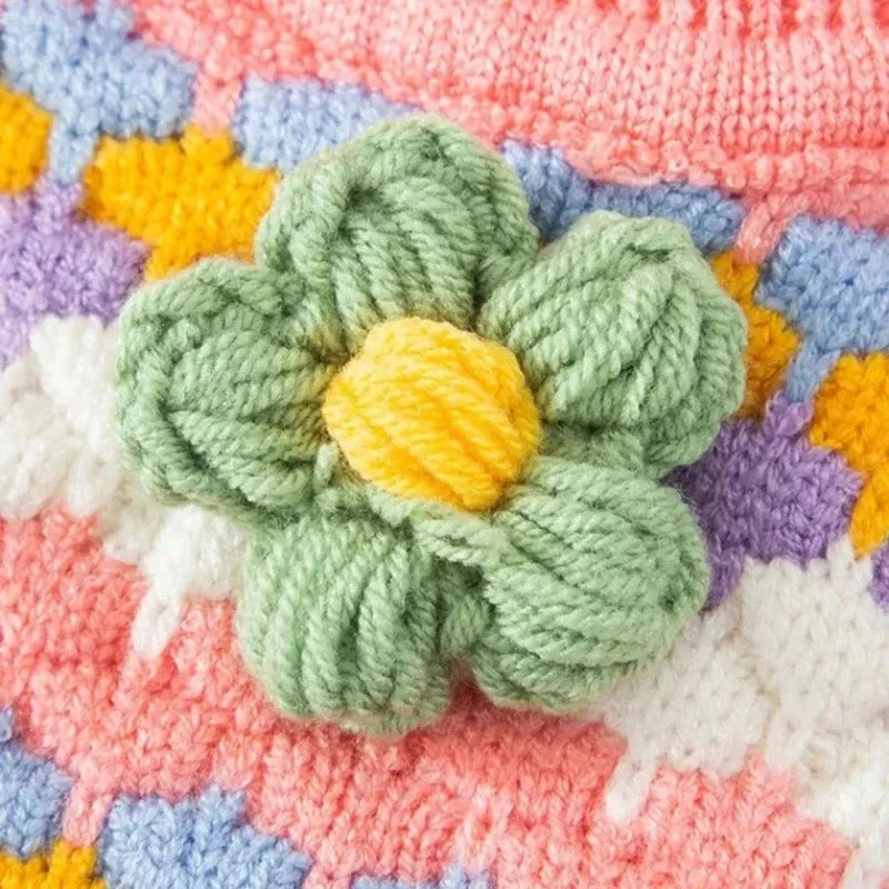 Knitted Flower Dog Sweater