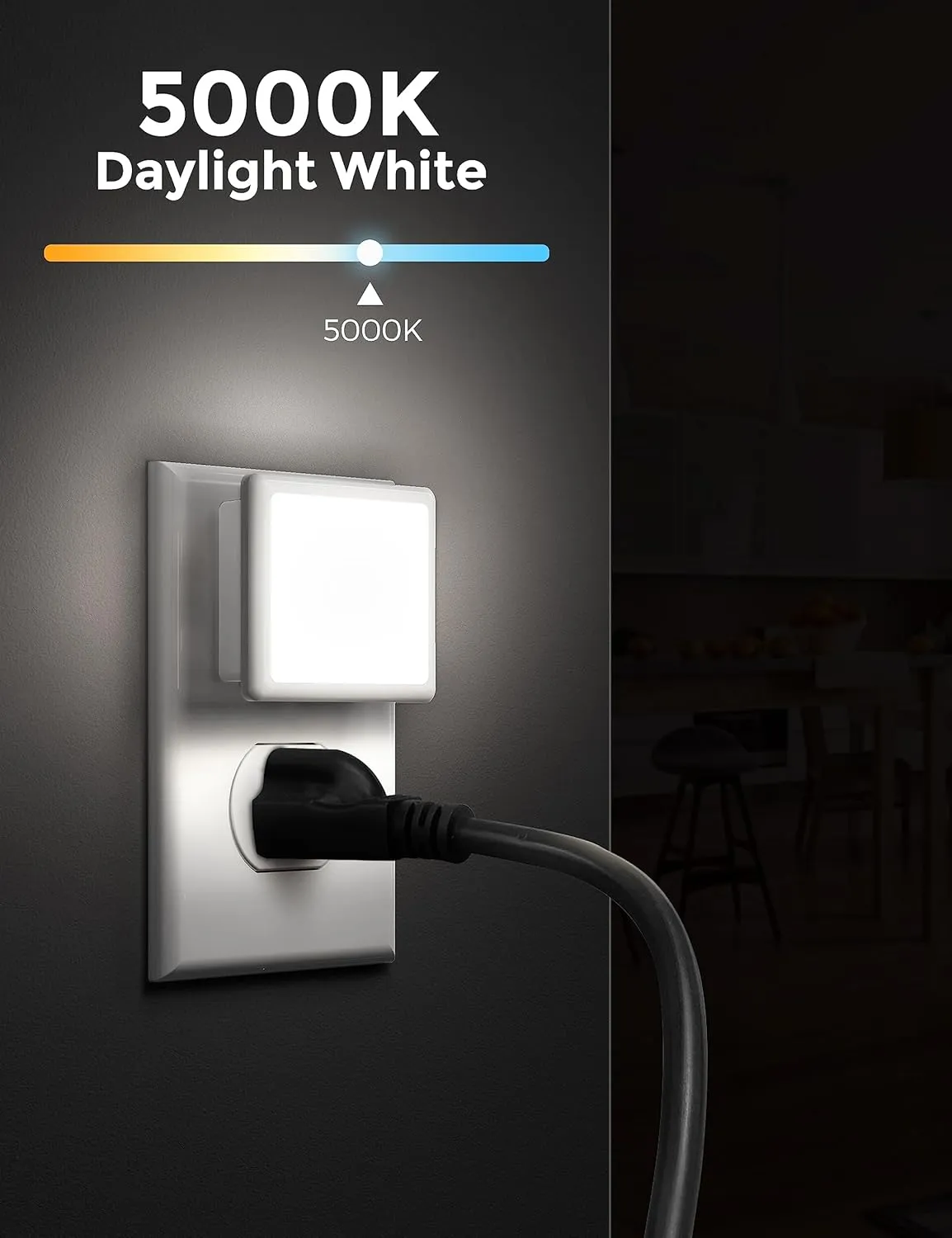 L LOHAS LED Night Lights Plug into Wall, [6-Pack] Plug in Night Light, Dusk-to-Dawn Sensor, 5000K Daylight 0.3W Bright Nightlight Auto-On/Off for Adults Kids Room Bedroom Bathroom Hallway Kitchen
