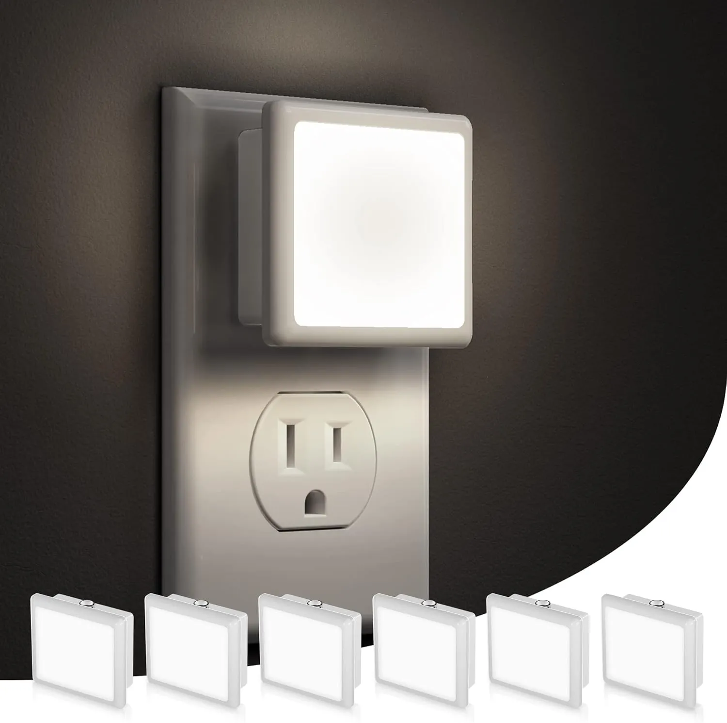 L LOHAS LED Night Lights Plug into Wall, [6-Pack] Plug in Night Light, Dusk-to-Dawn Sensor, 5000K Daylight 0.3W Bright Nightlight Auto-On/Off for Adults Kids Room Bedroom Bathroom Hallway Kitchen