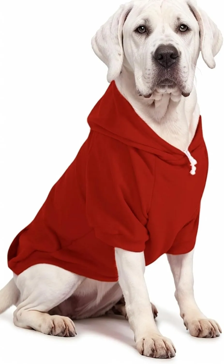 Large Dog Hoodie Sweater with Leash Hole and Pocket, Fleece Lined Hooded Large Dog Sweatshirt, Soft Warm Winter Clothes for Medium Large Dogs & Cats (Red Dog Hoodie, 3XL)