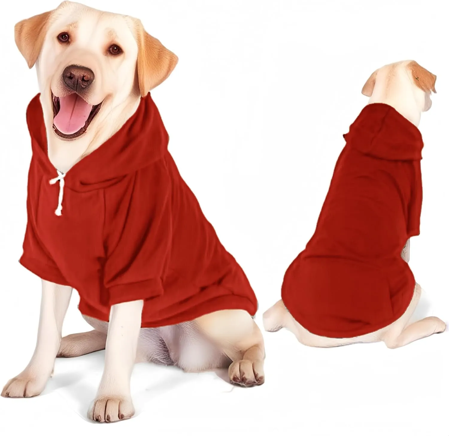 Large Dog Hoodie Sweater with Leash Hole and Pocket, Fleece Lined Hooded Large Dog Sweatshirt, Soft Warm Winter Clothes for Medium Large Dogs & Cats (Red Dog Hoodie, 3XL)