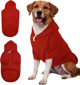 Large Dog Hoodie Sweater with Leash Hole and Pocket, Fleece Lined Hooded Large Dog Sweatshirt, Soft Warm Winter Clothes for Medium Large Dogs & Cats (Red Dog Hoodie, 3XL)