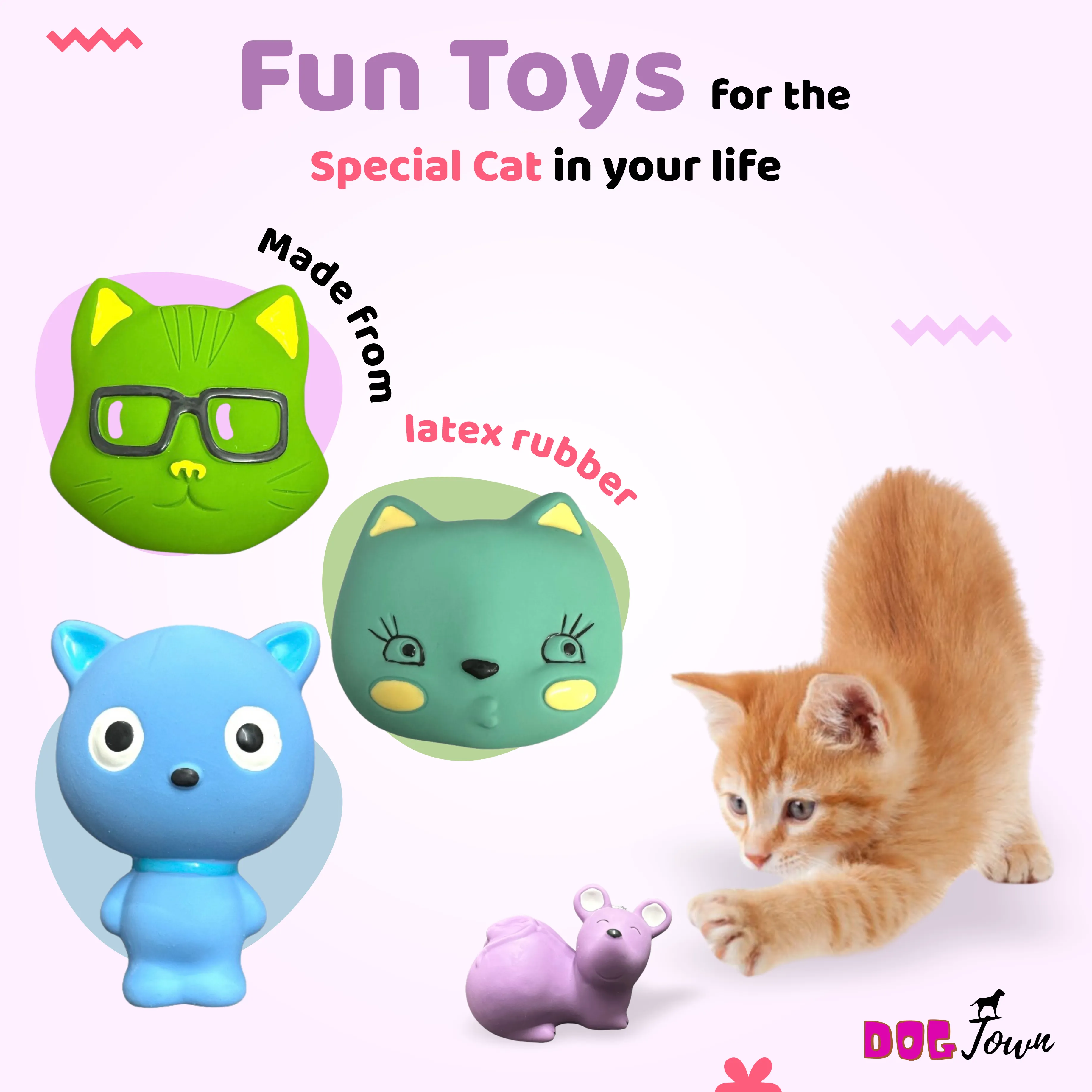 Latex Interactive Training Fetch and Play Squeaky Toy - Combos Tiger, Latex Star Ball, Interactive Hedgehog, Rubber Spiked Ball