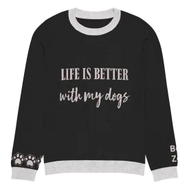 Life Is Better With My Dogs Personalized Knit Sweater