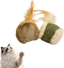 MemeMeow Catnip-Infused Plush Cat Toys - Linen&Plush Soft Feather Cat Balls with 2in1pack for Indoor/Outdoor Play - Interactive Ball Toy for Adult Cats & Kittens