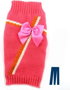 Mikayoo Dog Christmas Sweater, Pet Xmas Sweater, Cat Holiday Sweater, Bowknot Design Cold Weather Coat, Holiday Festive Sweater for Small Dogs or Cats(M)