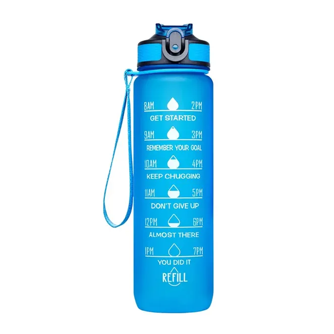Motivational Water Bottle with Time Marker and Straw, 32 oz, Leakproof & One Hand Operation, Suitable for Fitness, Gym & Outdoor