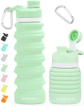 Nefeeko Collapsible Water Bottle, 26oz Silicone Foldable Water Bottles Leakproof BPA Free Travel Water Bottles with Carabiner, Portable Sport Water Bottles for Camping,Hiking Outdoor Indoor Sport
