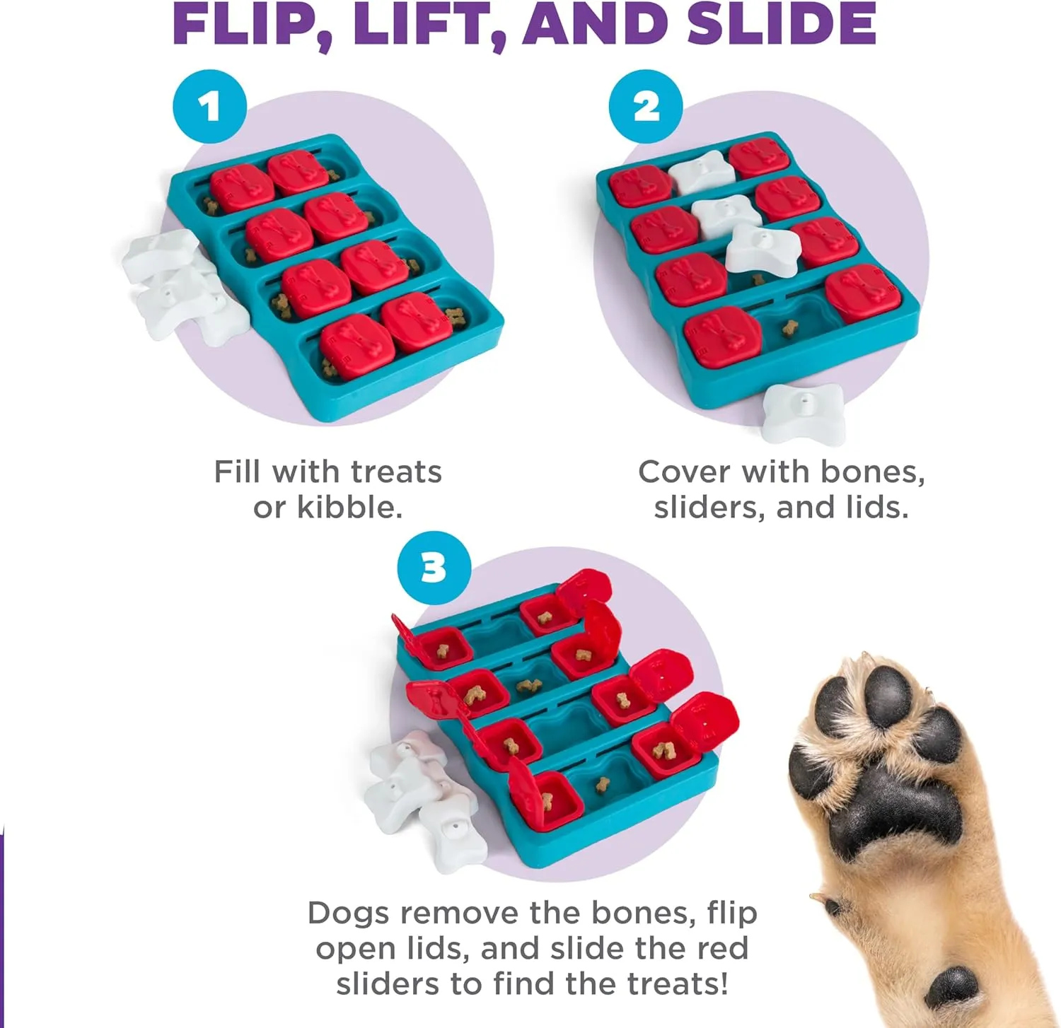 Outward Hound by Nina Ottosson Dog Brick Treat Puzzle Enrichment Toy, Level 2 Intermediate Game, Blue