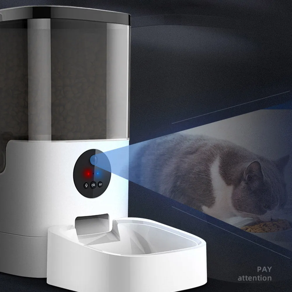 PAWS ASIA Factory Durable Phone App Remote Control Smart Auto Pet Feeder Bowl With Voice Camera Wifi 4L