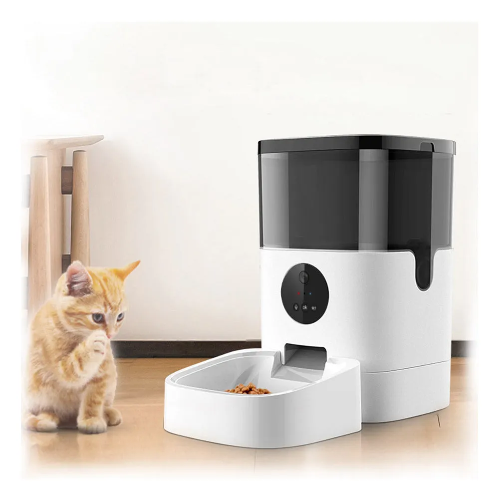 PAWS ASIA Factory Durable Phone App Remote Control Smart Auto Pet Feeder Bowl With Voice Camera Wifi 4L
