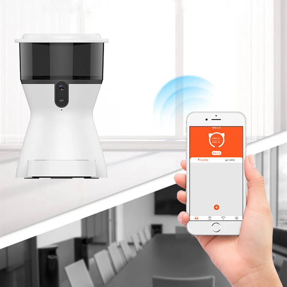 PAWS ASIA Suppliers ABS Smart Wifi Timer 4L Automatic Slow Pet Feeder With Camera Voice Interaction Dog Cat
