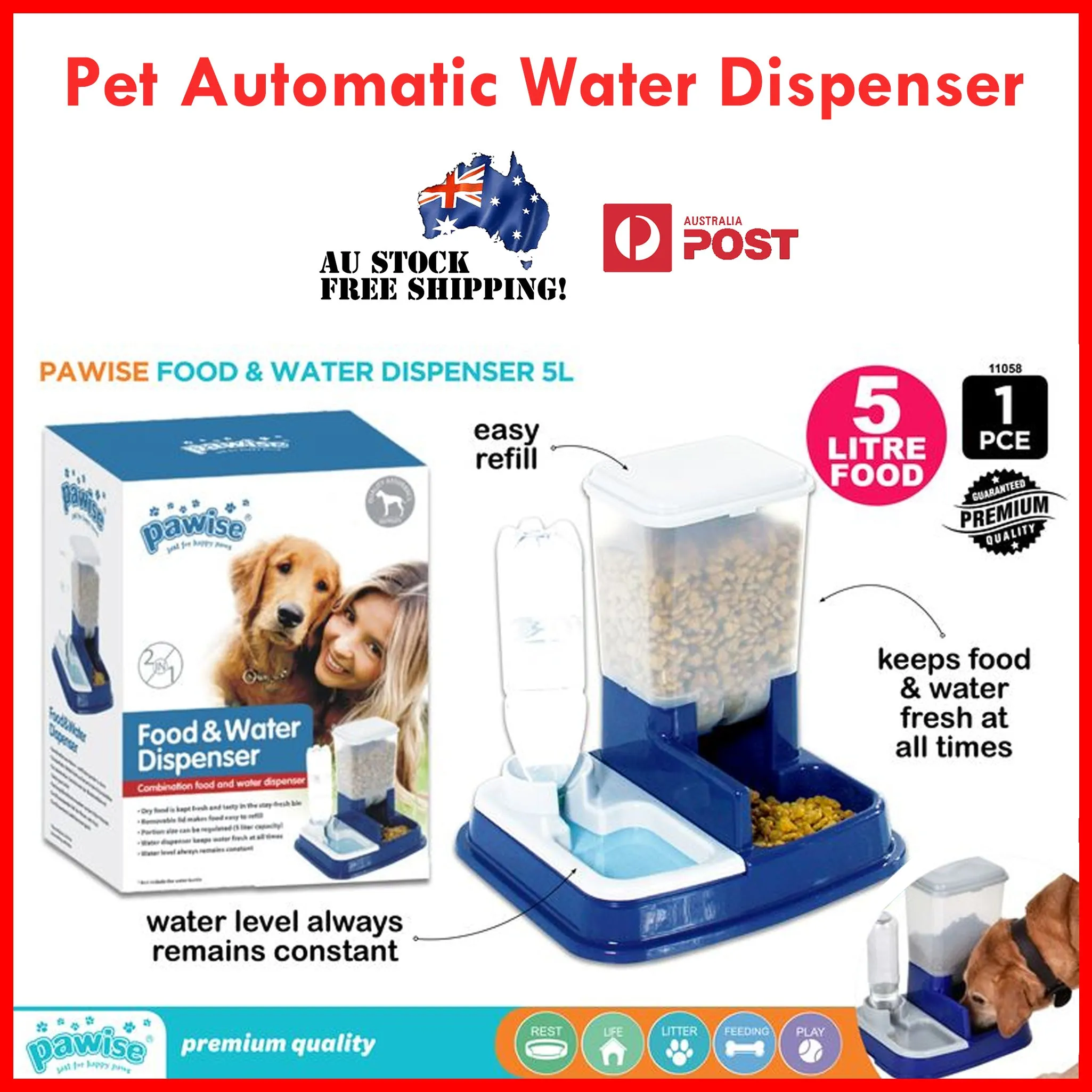Pet Automatic Water Food Dispenser 2 in 1 Timer Drinking Feeder Bottle Dog Cat