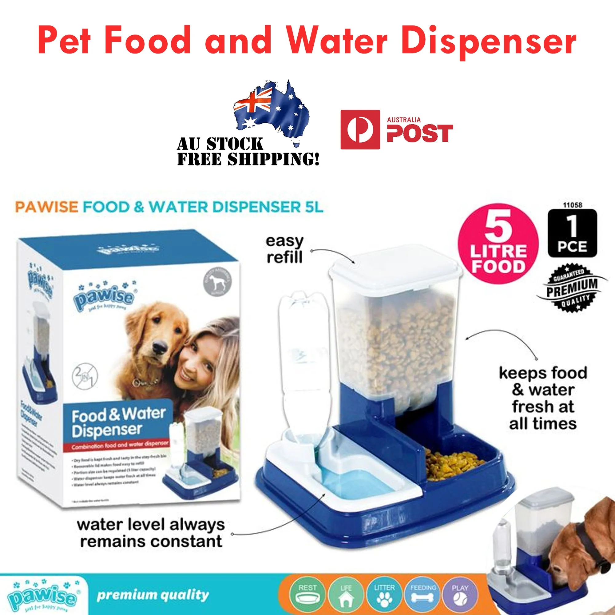 Pet Automatic Water Food Dispenser 2 in 1 Timer Drinking Feeder Bottle Dog Cat