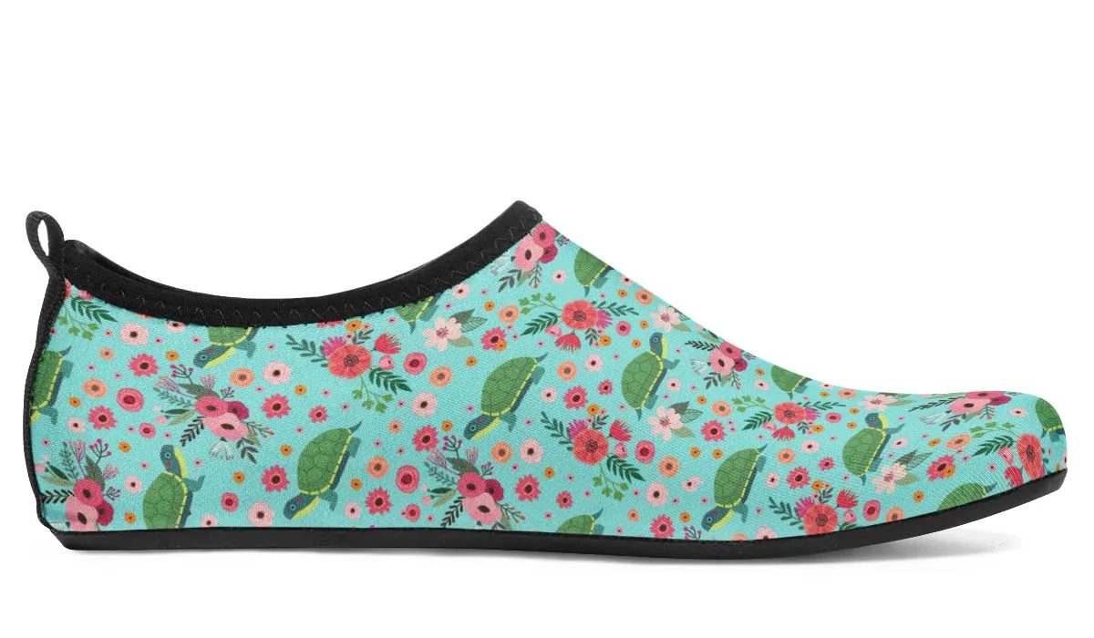 Pet Turtle Flower Aqua Barefoot Shoes