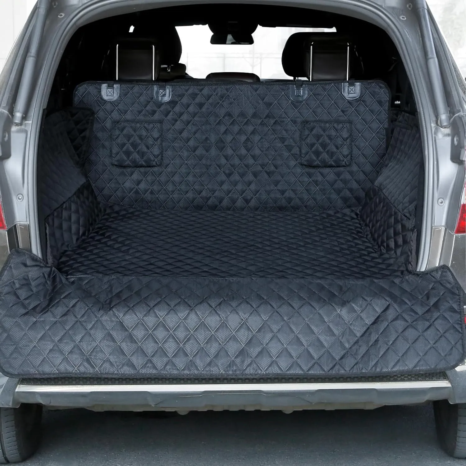 PETICON SUV Cargo Liner for Dogs, Waterproof Pet Cargo Cover Dog Seat Mat for SUVs Sedans Vans with Bumper Flap Protector, Scrachproof Non-Slip Large Size Dog Seat Mat Universal Fit
