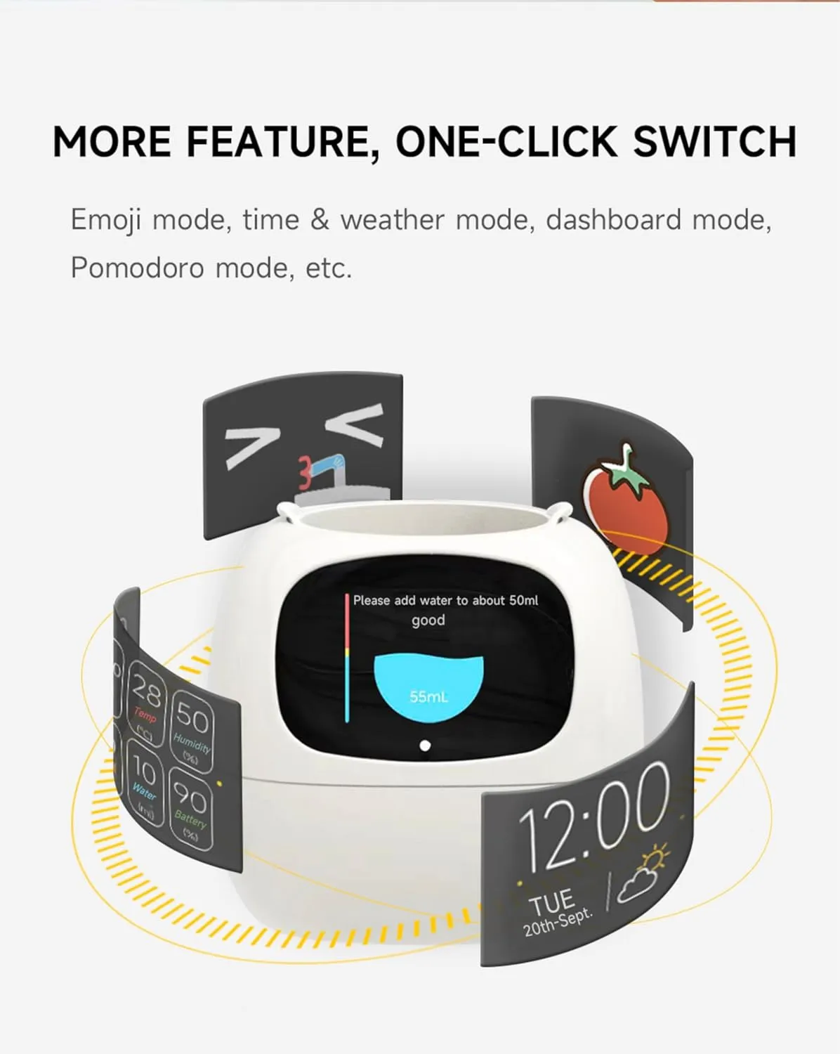 Plantagotchi AI Plant Pot with Expression - Smart Planter Robot Guidance on Plant Companion with Rich Gesture Interaction, Desk Setup Gift (Purple)