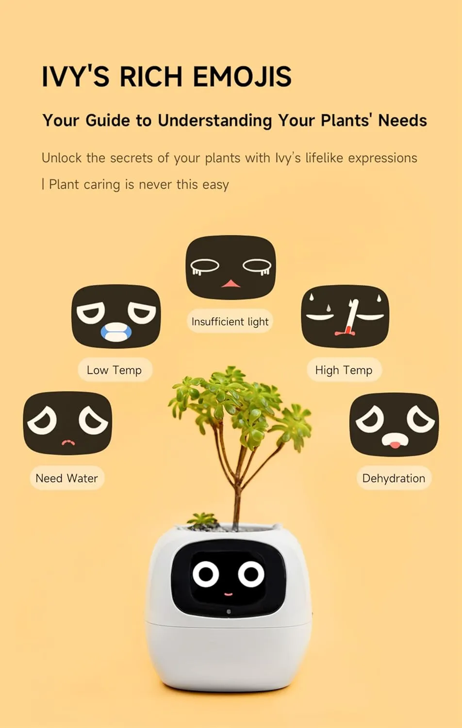 Plantagotchi AI Plant Pot with Expression - Smart Planter Robot Guidance on Plant Companion with Rich Gesture Interaction, Desk Setup Gift (Purple)