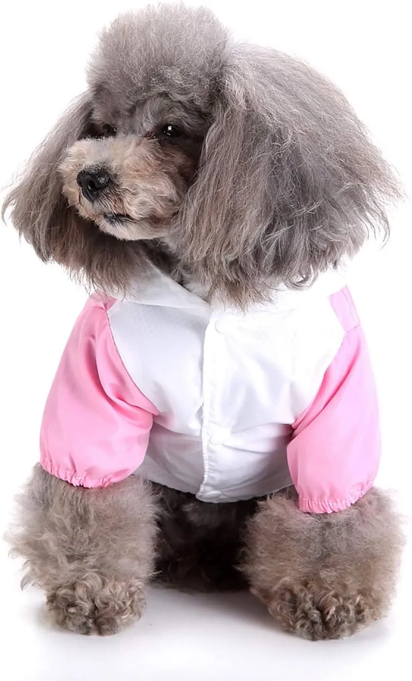 SELMAI Dog Raincoat with Hoodies Soft Mesh Elastic Band Four Legs Jumpsuit Outfits for Puppy Pet Cat Apparel Waterproof Rain Jacket Lightweight Outdoor Summer Rain Days Cold Weather Proof Pink XS