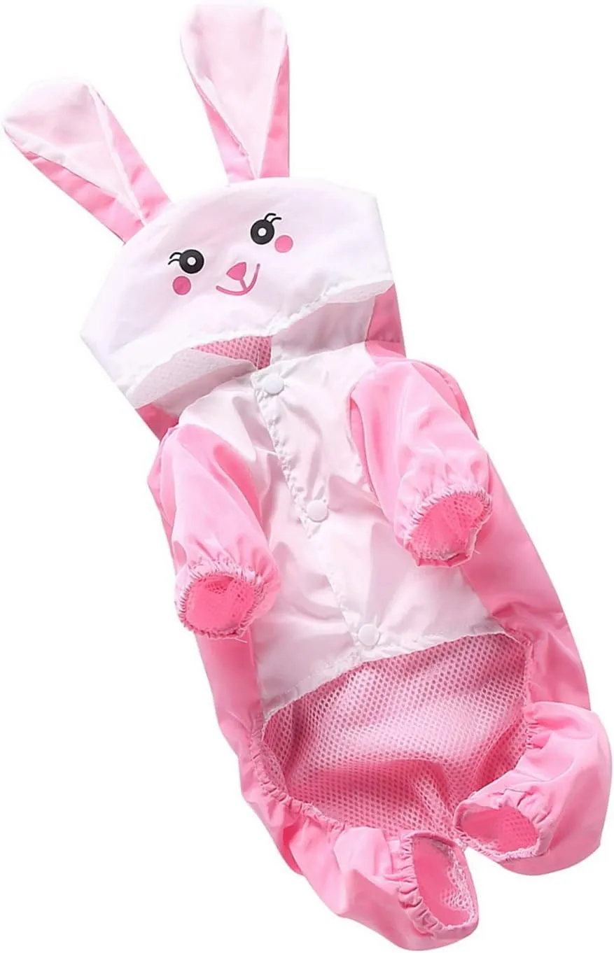 SELMAI Dog Raincoat with Hoodies Soft Mesh Elastic Band Four Legs Jumpsuit Outfits for Puppy Pet Cat Apparel Waterproof Rain Jacket Lightweight Outdoor Summer Rain Days Cold Weather Proof Pink XS